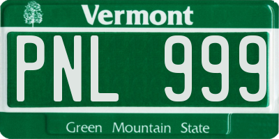 VT license plate PNL999