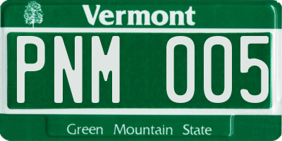 VT license plate PNM005
