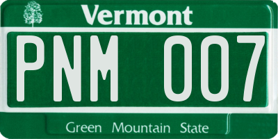 VT license plate PNM007