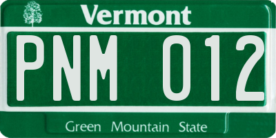 VT license plate PNM012