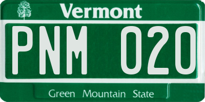 VT license plate PNM020