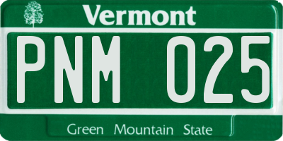VT license plate PNM025