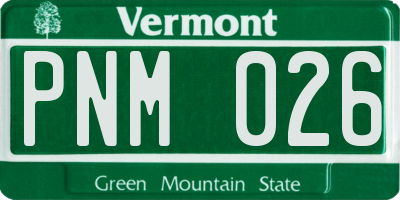 VT license plate PNM026