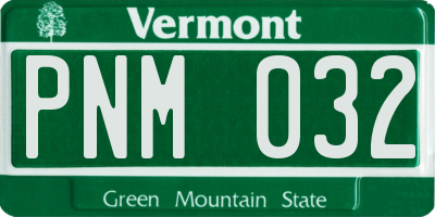 VT license plate PNM032