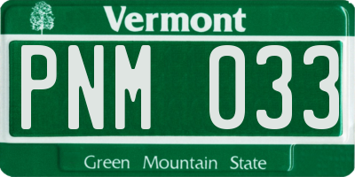 VT license plate PNM033