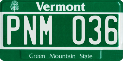 VT license plate PNM036