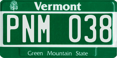 VT license plate PNM038