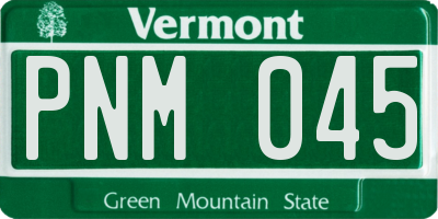 VT license plate PNM045