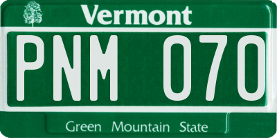 VT license plate PNM070