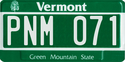 VT license plate PNM071