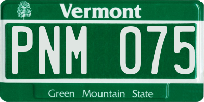 VT license plate PNM075
