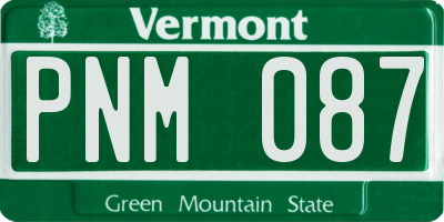 VT license plate PNM087