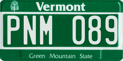 VT license plate PNM089
