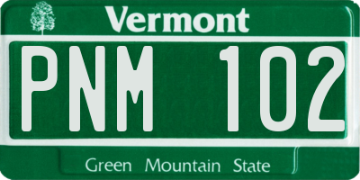 VT license plate PNM102