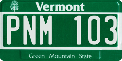 VT license plate PNM103