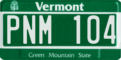 VT license plate PNM104