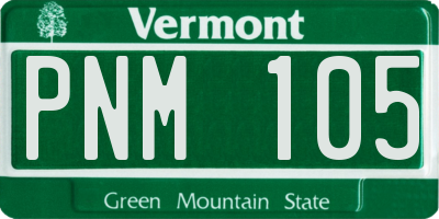 VT license plate PNM105