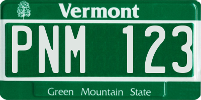 VT license plate PNM123