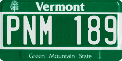 VT license plate PNM189