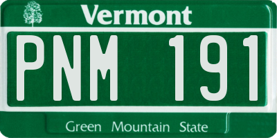 VT license plate PNM191