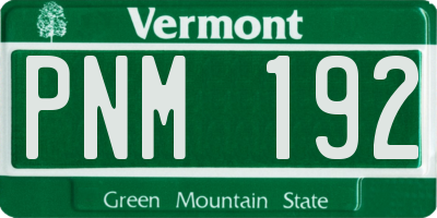VT license plate PNM192