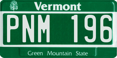 VT license plate PNM196