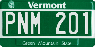 VT license plate PNM201