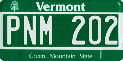 VT license plate PNM202