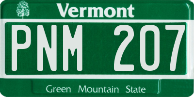 VT license plate PNM207