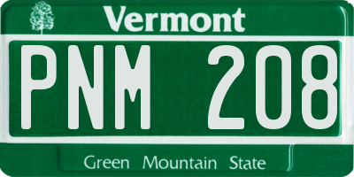 VT license plate PNM208