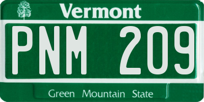 VT license plate PNM209