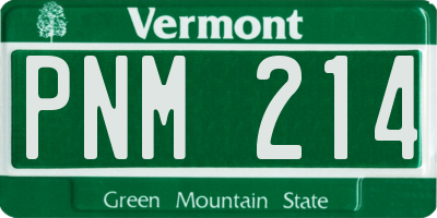 VT license plate PNM214