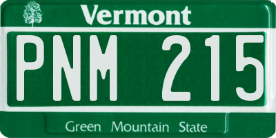 VT license plate PNM215
