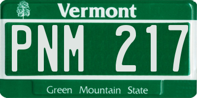 VT license plate PNM217