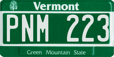 VT license plate PNM223