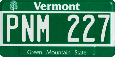 VT license plate PNM227