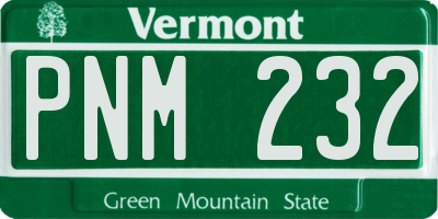 VT license plate PNM232