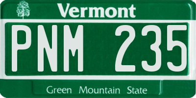 VT license plate PNM235