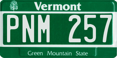 VT license plate PNM257