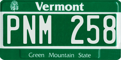 VT license plate PNM258