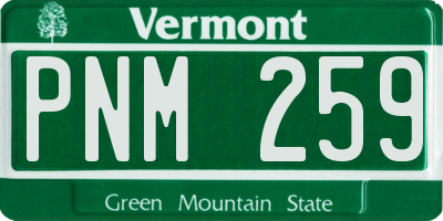 VT license plate PNM259
