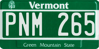 VT license plate PNM265