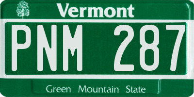 VT license plate PNM287
