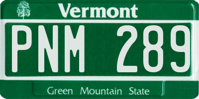 VT license plate PNM289