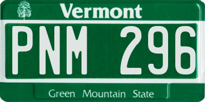 VT license plate PNM296