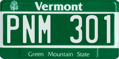 VT license plate PNM301