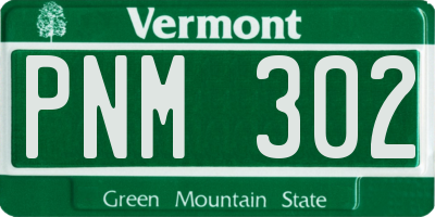 VT license plate PNM302