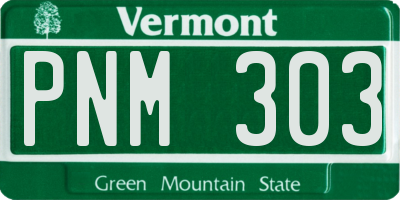 VT license plate PNM303