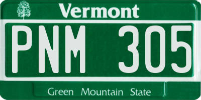 VT license plate PNM305