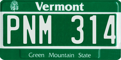 VT license plate PNM314